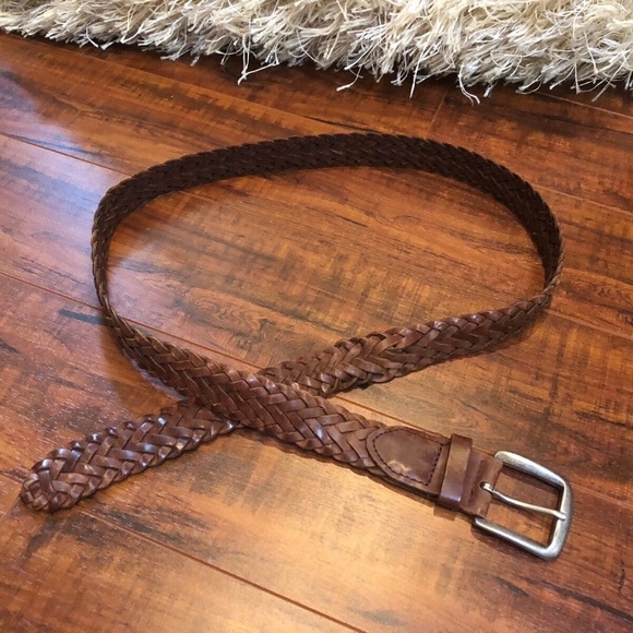 Vintage Bohemian WOVEN Unisex Distressed Brown Leather Belt sz L / XL main image 7